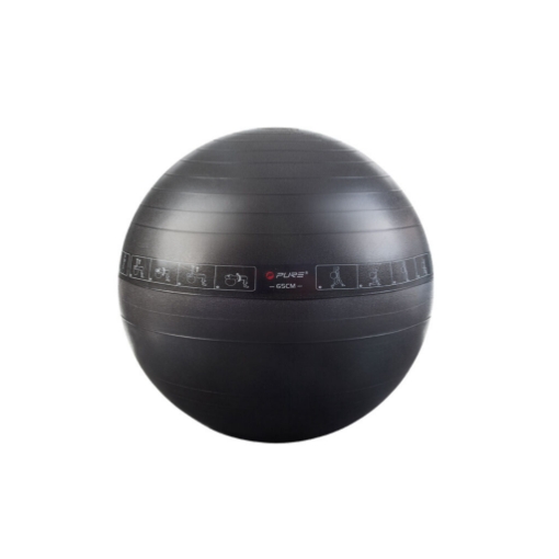 Image de Ballon de Gym 65 cm NOIR + POMPE P2I